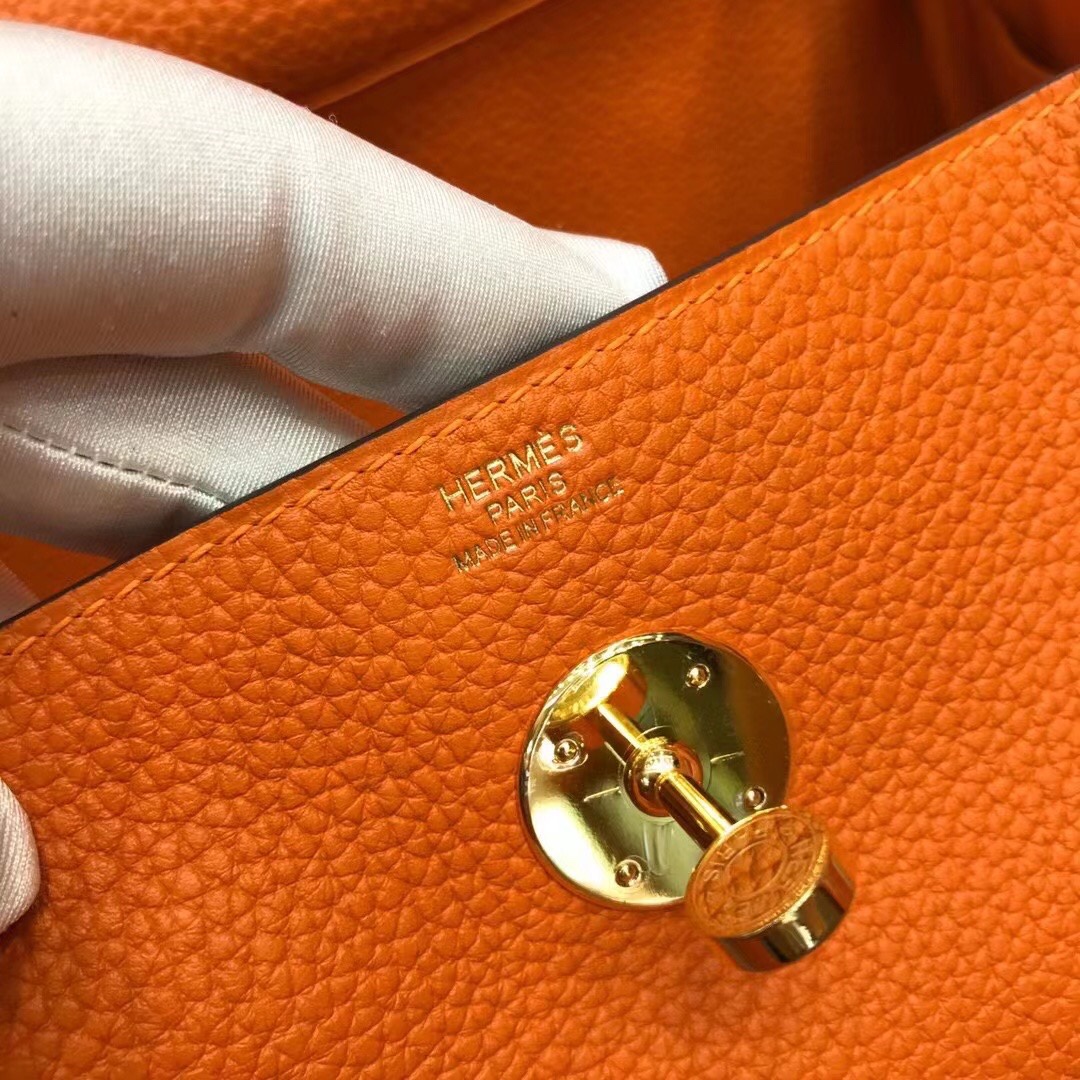 에르메스 린디백26 오렌지 금장 끌레망스 가죽